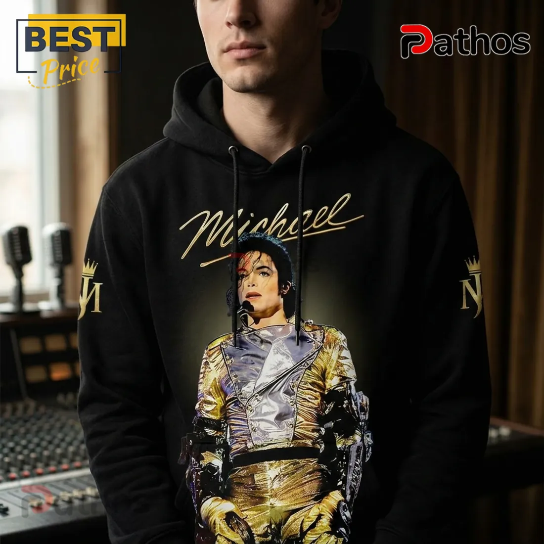 Michael Jackson King of Pop Gold Stage Outfit Graphic Hoodie Michael Jackson King of Pop Gold Stage Outfit Graphic Hoodie
