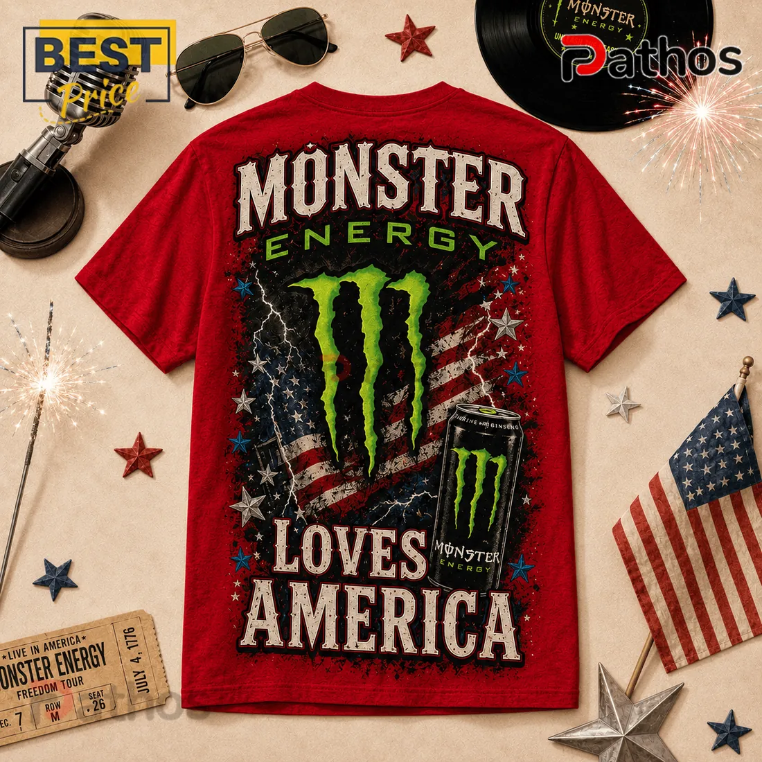 Monster Energy 1776-2026 America Freedom Anniversary T-Shirt Monster Energy 1776-2026 America Freedom Anniversary T-Shirt