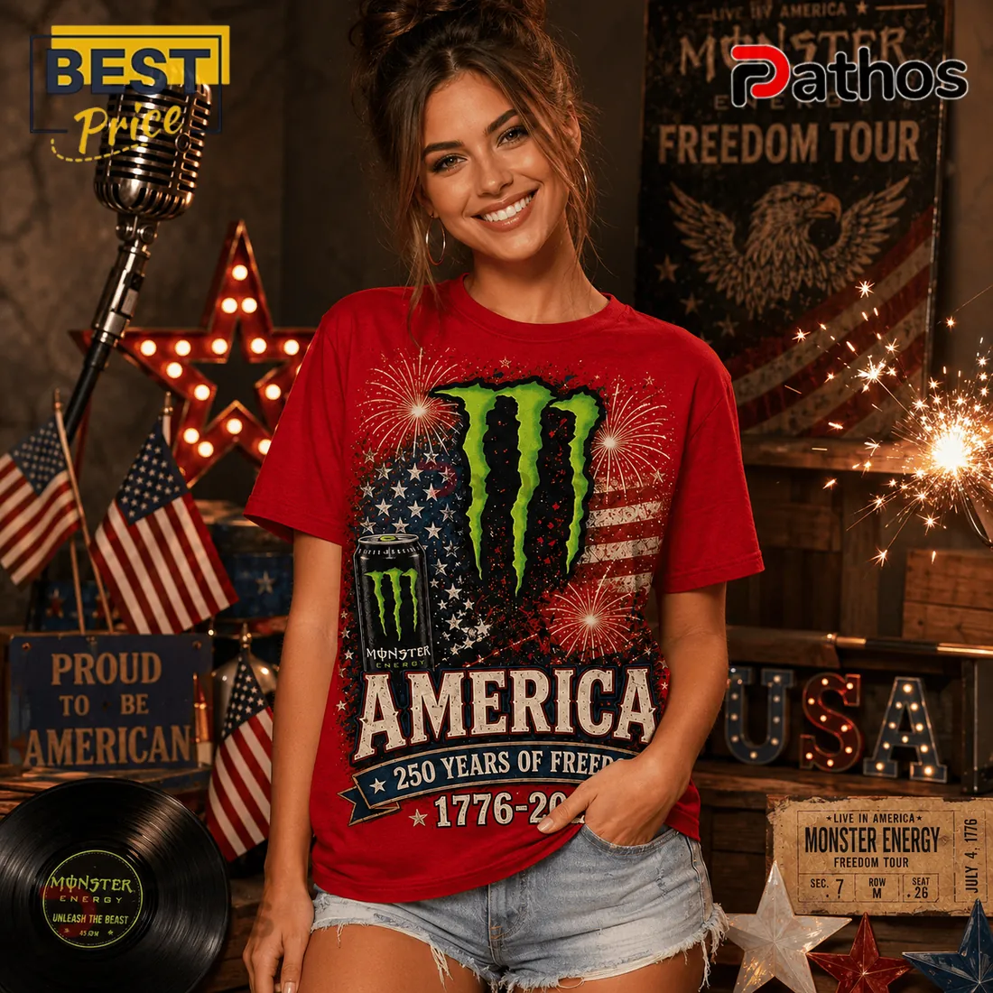 Monster Energy 1776-2026 America Freedom Anniversary T-Shirt Monster Energy 1776-2026 America Freedom Anniversary T-Shirt