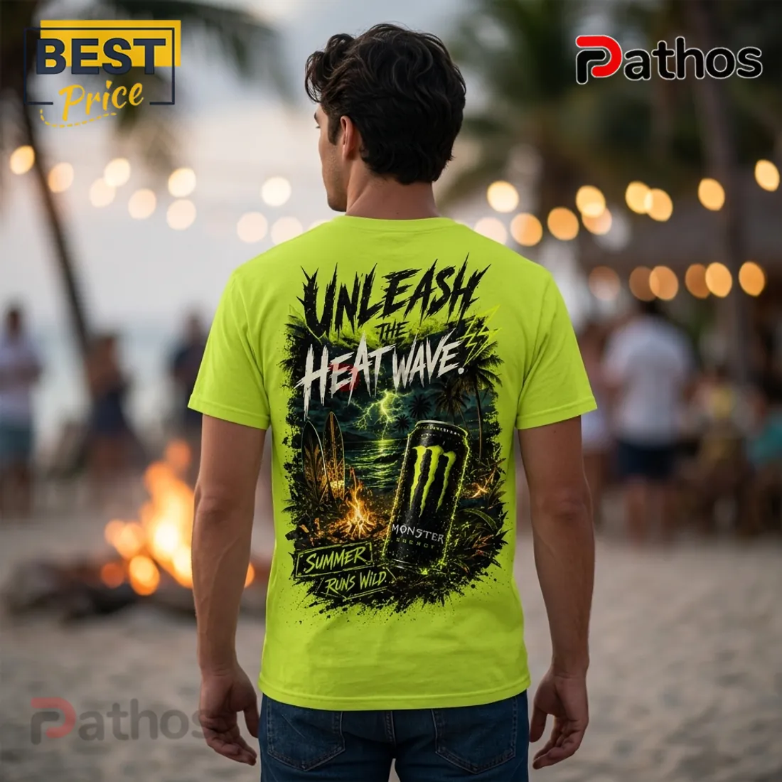 Monster Energy Neon Green Summer Runs Wild T-Shirt Monster Energy Neon Green Summer Runs Wild T-Shirt