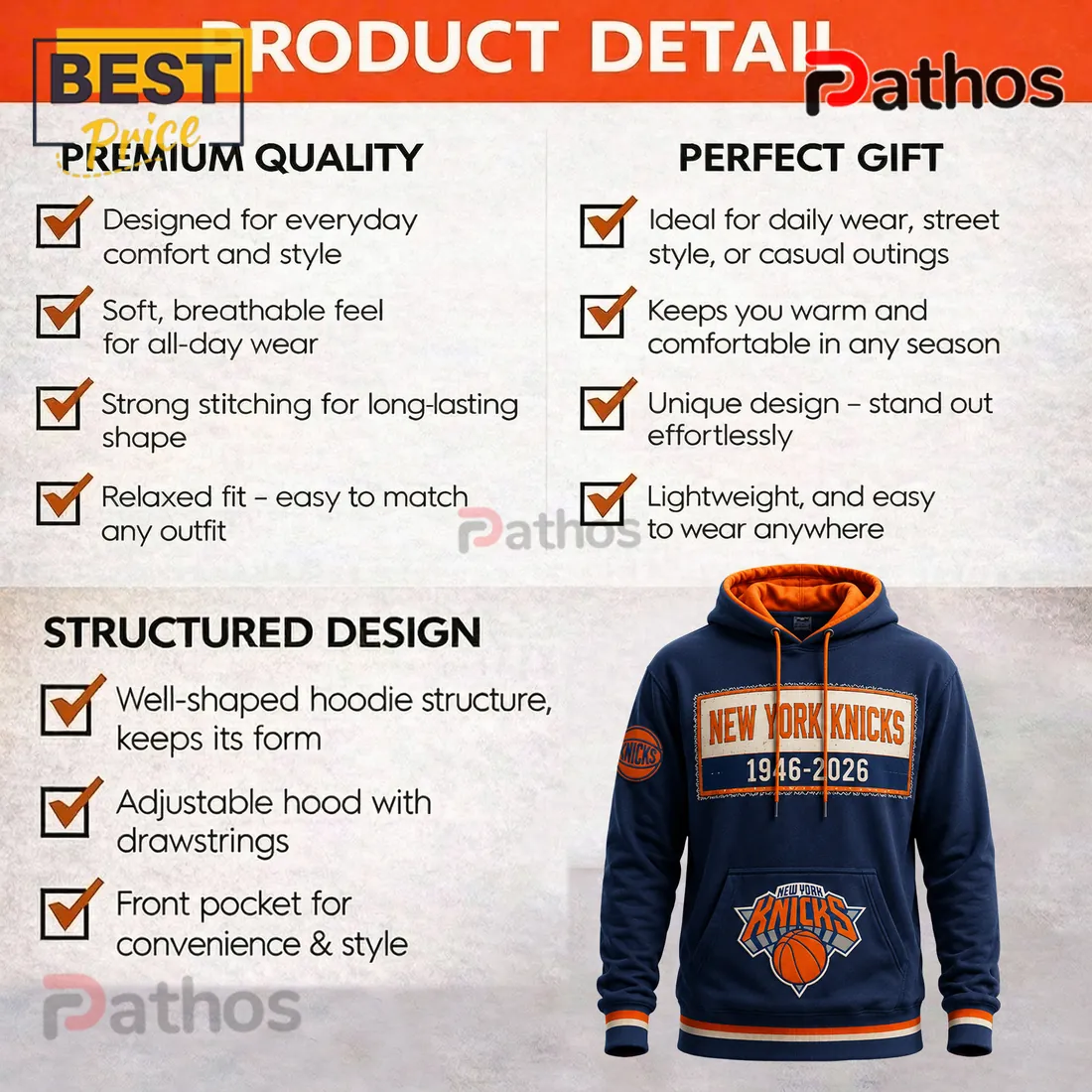 New York Knicks 1946-2026 Anniversary Edition Pullover Fleece Hoodie New York Knicks 1946-2026 Anniversary Edition Pullover Fleece Hoodie