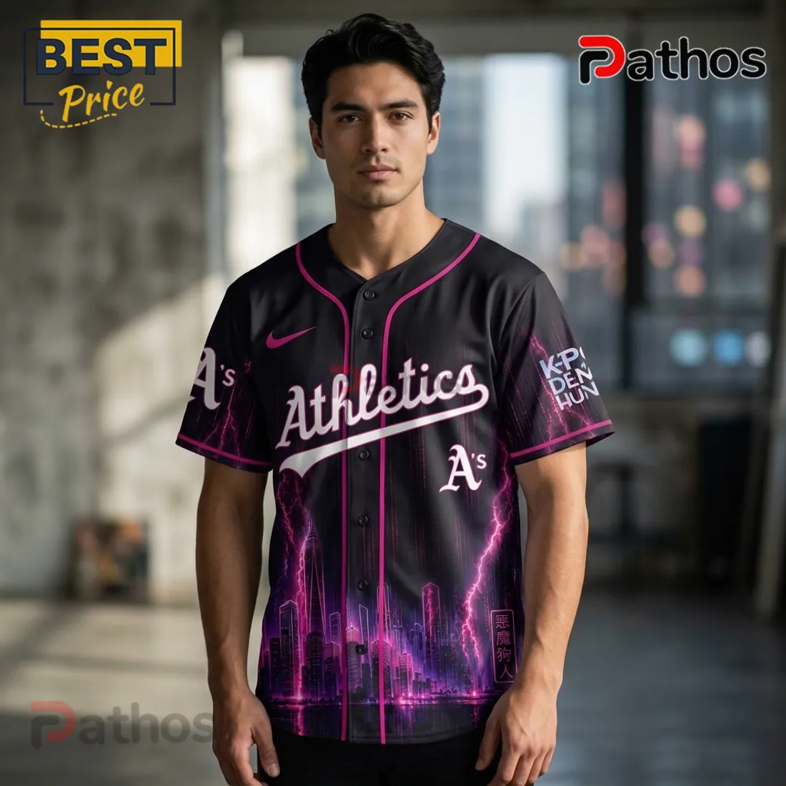 Oakland Athletics Kpop Demon Hunters Night Black Baseball Jersey Oakland Athletics Kpop Demon Hunters Night Black Baseball Jersey