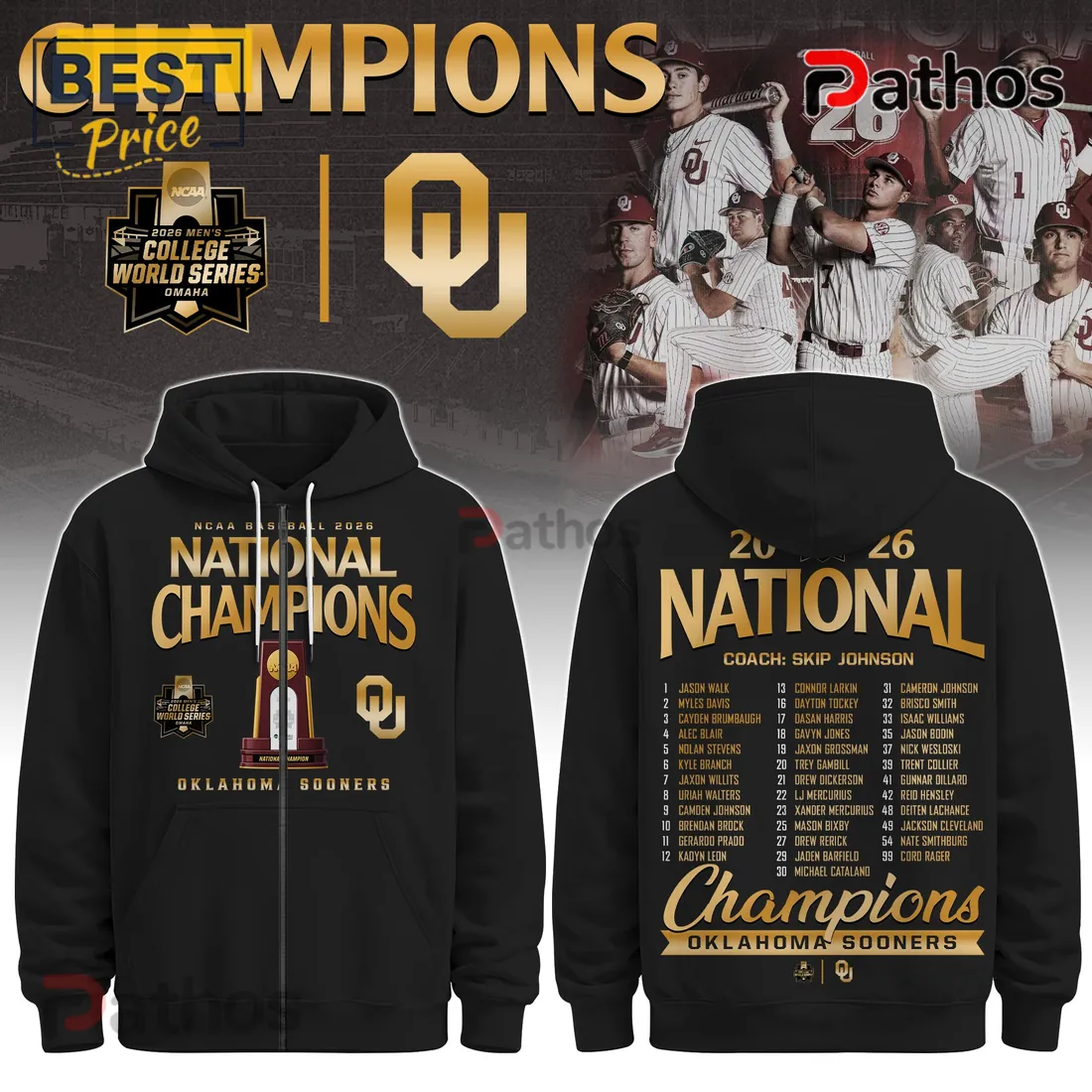 Oklahoma Sooners 2026 National Champions Black Hoodie Oklahoma Sooners 2026 National Champions Black Hoodie