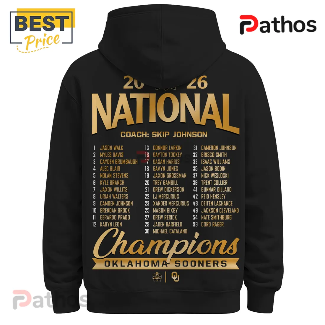 Oklahoma Sooners 2026 National Champions Black Hoodie Oklahoma Sooners 2026 National Champions Black Hoodie
