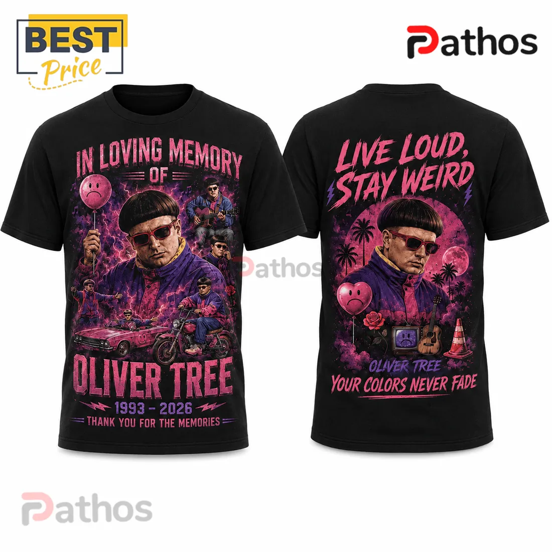 Oliver Tree 1993-2026 Memorial Tribute Black Cotton T-Shirt Oliver Tree 1993-2026 Memorial Tribute Black Cotton T-Shirt
