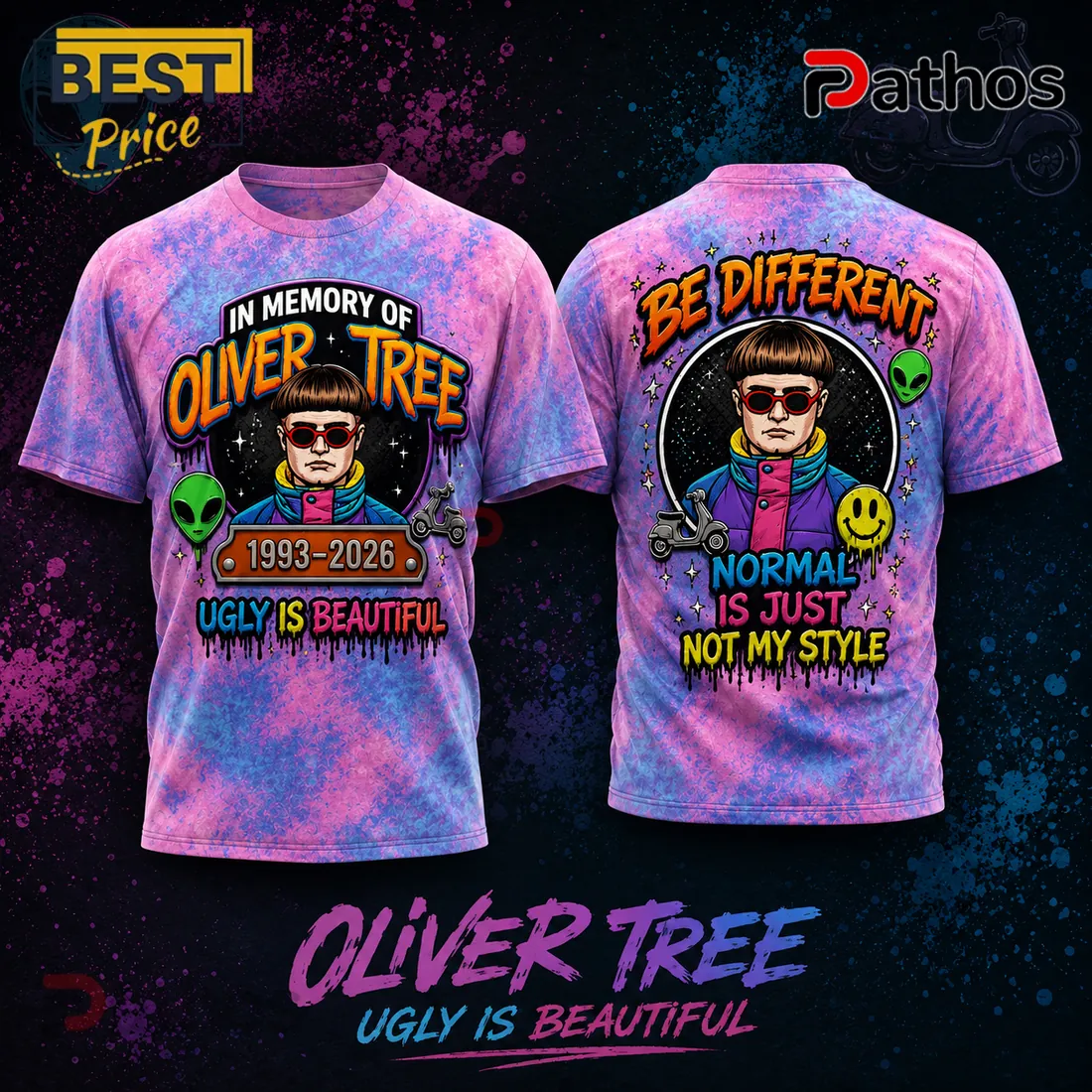 Oliver Tree In Memory Of 1993-2026 Pink Tie Dye T-Shirt Oliver Tree In Memory Of 1993-2026 Pink Tie Dye T-Shirt