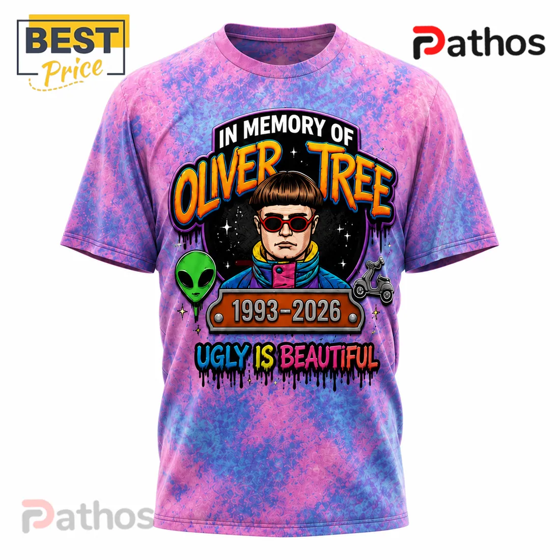Oliver Tree In Memory Of 1993-2026 Pink Tie Dye T-Shirt Oliver Tree In Memory Of 1993-2026 Pink Tie Dye T-Shirt