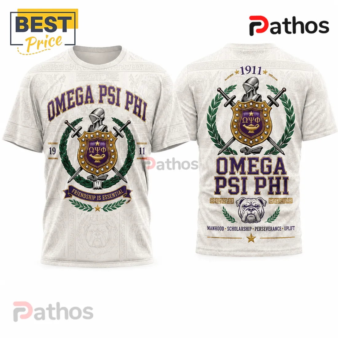 Omega Psi Phi Fraternity 1911 Heritage Crest Mascot T-Shirt Omega Psi Phi Fraternity 1911 Heritage Crest Mascot T-Shirt