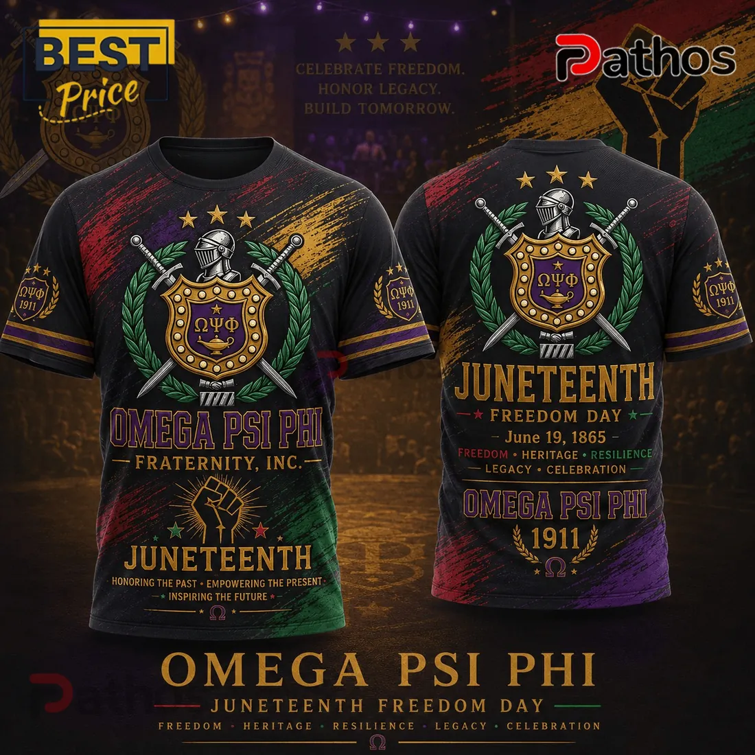 Omega Psi Phi Fraternity Juneteenth 1911 Legacy Black Shirt Omega Psi Phi Fraternity Juneteenth 1911 Legacy Black Shirt