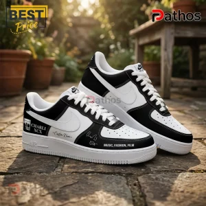 2026 Charli XCX Custom Air Force 1 Sneakers Limited Edition 1 Custom Nike Air Force 1 sneakers in black and white with Charli XCX branding, autograph, and music motifs on stone ground.!