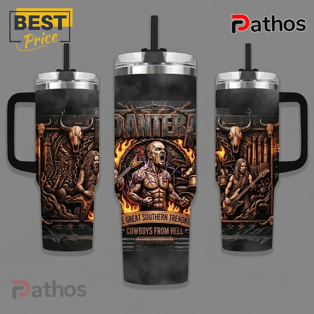 Pantera Cowboys From Hell The Great Southern Trendkill 40oz Tumbler Pantera Cowboys From Hell The Great Southern Trendkill 40oz Tumbler