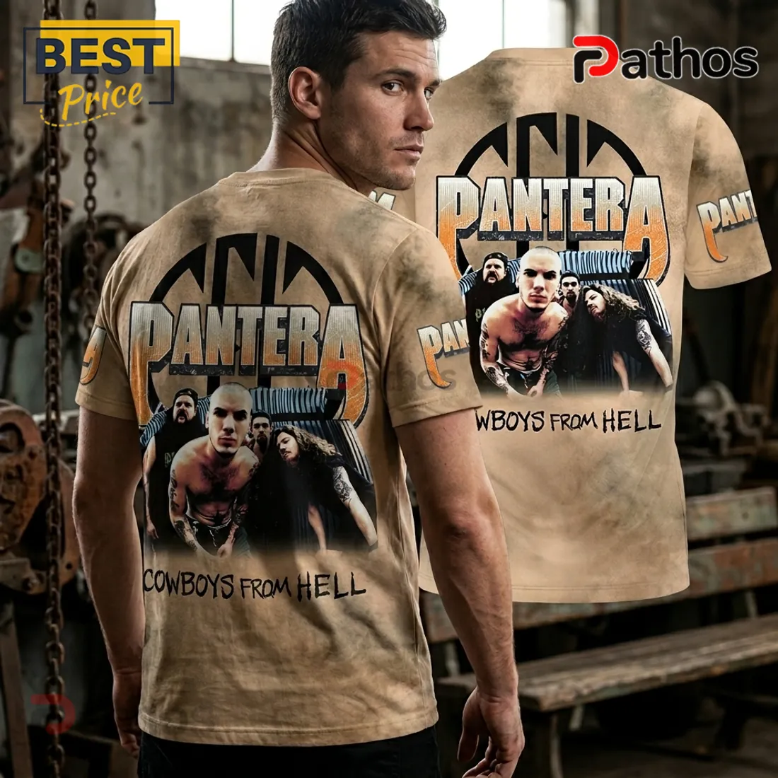 Pantera Cowboys From Hell Vintage Beige T-Shirt Pantera Cowboys From Hell Vintage Beige T-Shirt