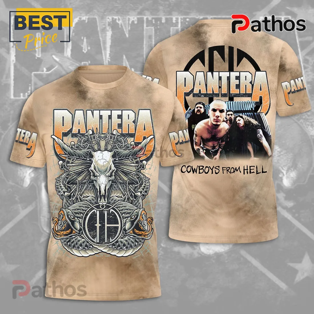 Pantera Cowboys From Hell Vintage Beige T-Shirt Pantera Cowboys From Hell Vintage Beige T-Shirt