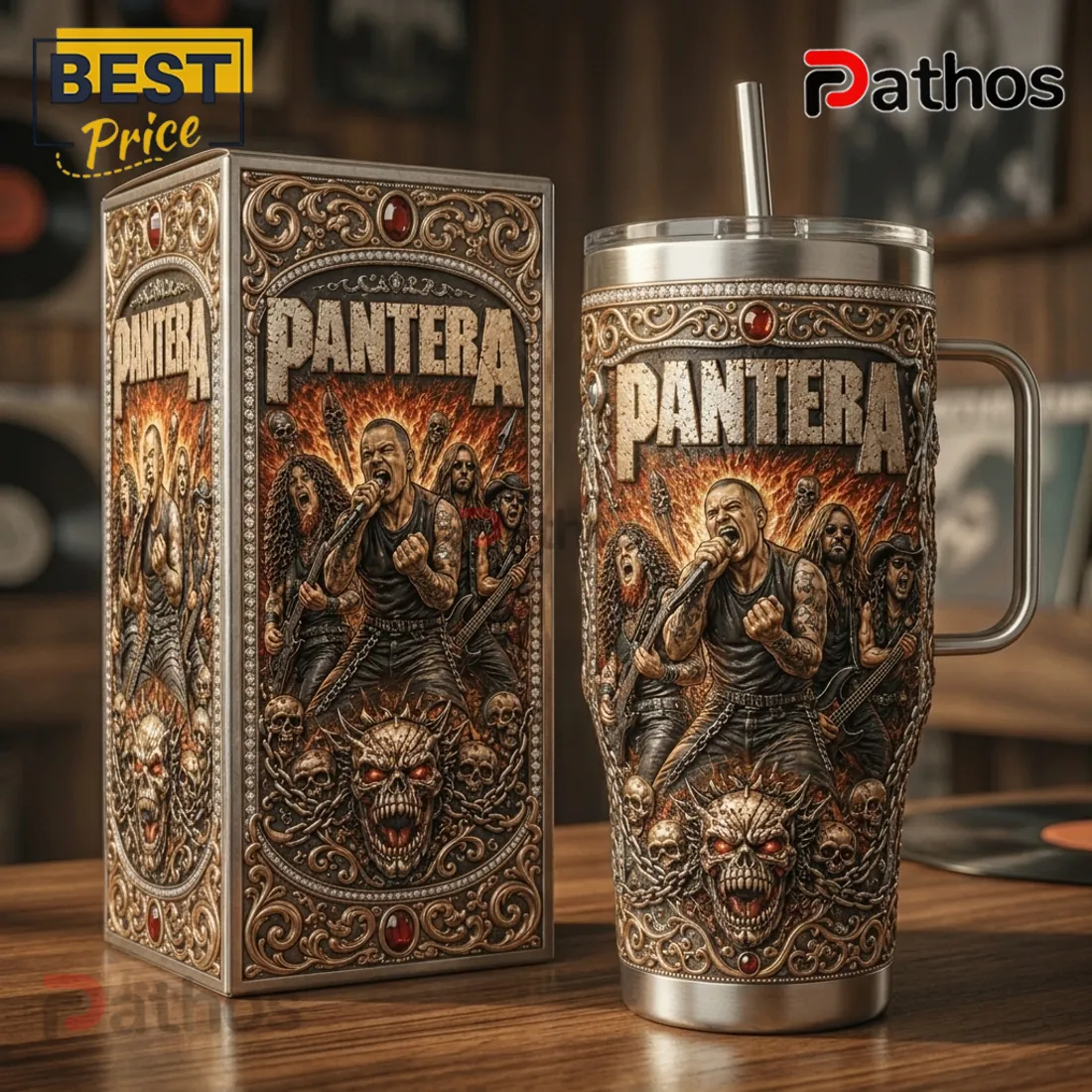 Pantera Heavy Metal Band Stainless Steel Insulated 40oz Travel Tumbler Pantera Heavy Metal Band Stainless Steel Insulated 40oz Travel Tumbler