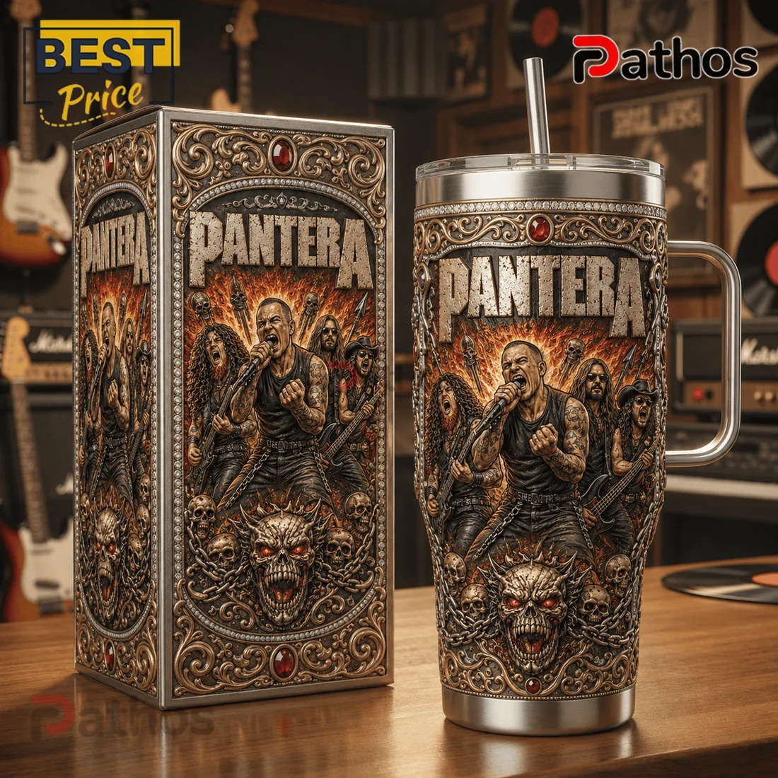 Pantera Heavy Metal Band Stainless Steel Insulated 40oz Travel Tumbler Pantera Heavy Metal Band Stainless Steel Insulated 40oz Travel Tumbler