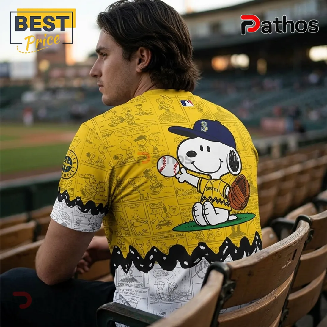Peanuts x Seattle Mariners Vintage Yellow Mascot Shirt Peanuts x Seattle Mariners Vintage Yellow Mascot Shirt