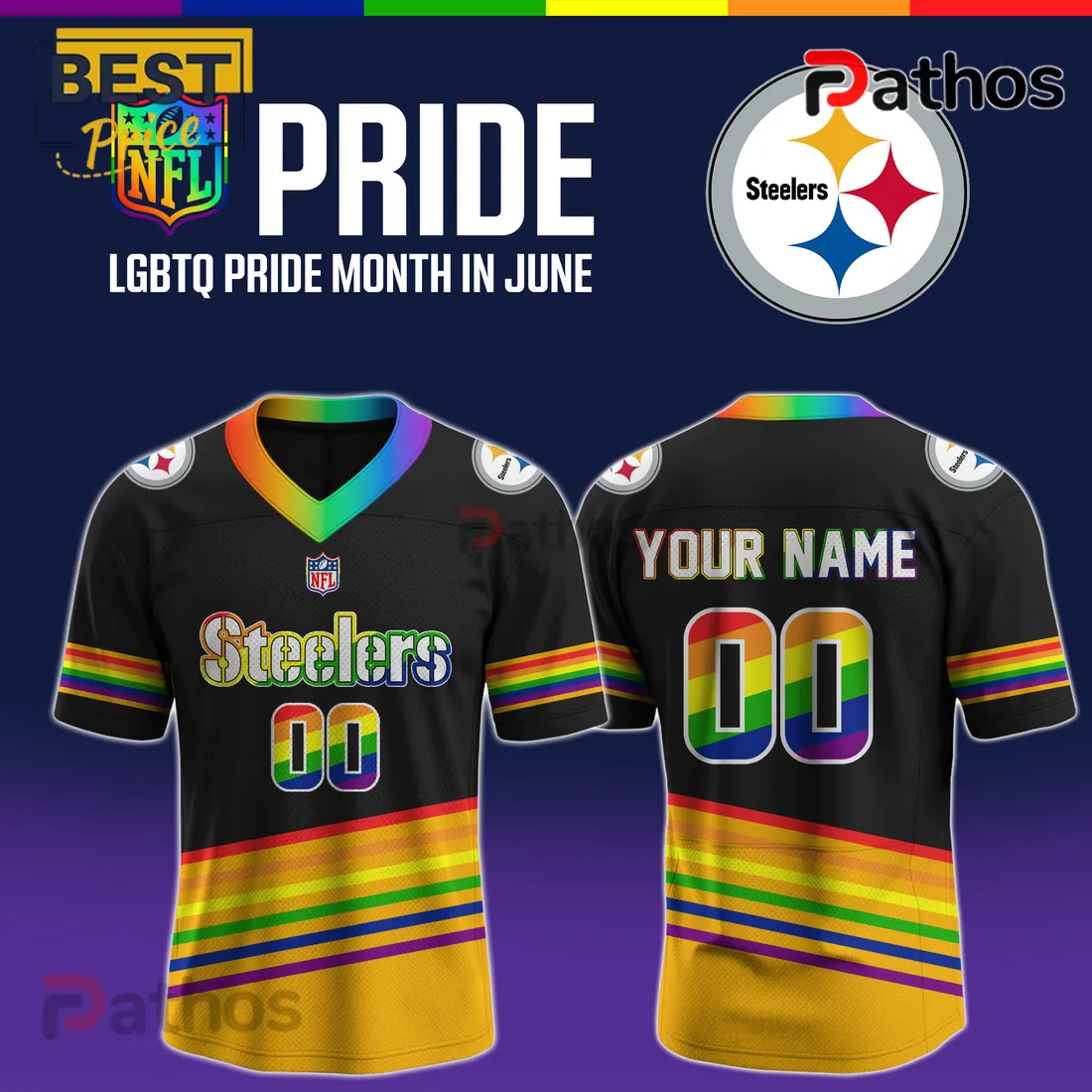 Pittsburgh Steelers x LGBT Pride Limited Edition Football Jersey Pittsburgh Steelers x LGBT Pride Limited Edition Football Jersey
