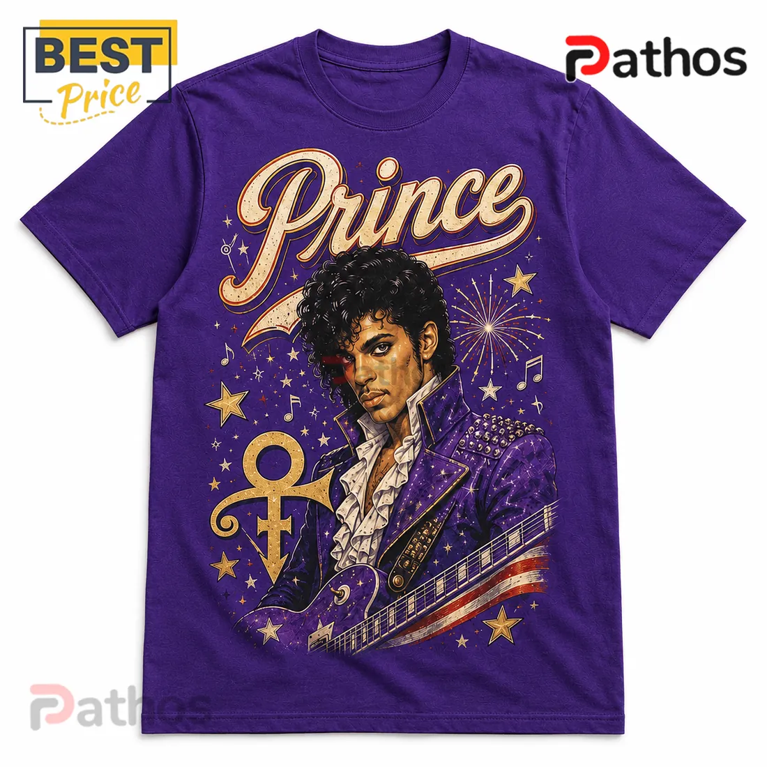 Prince Red White and Prince Retro Purple Cotton T-Shirt Prince Red White and Prince Retro Purple Cotton T-Shirt