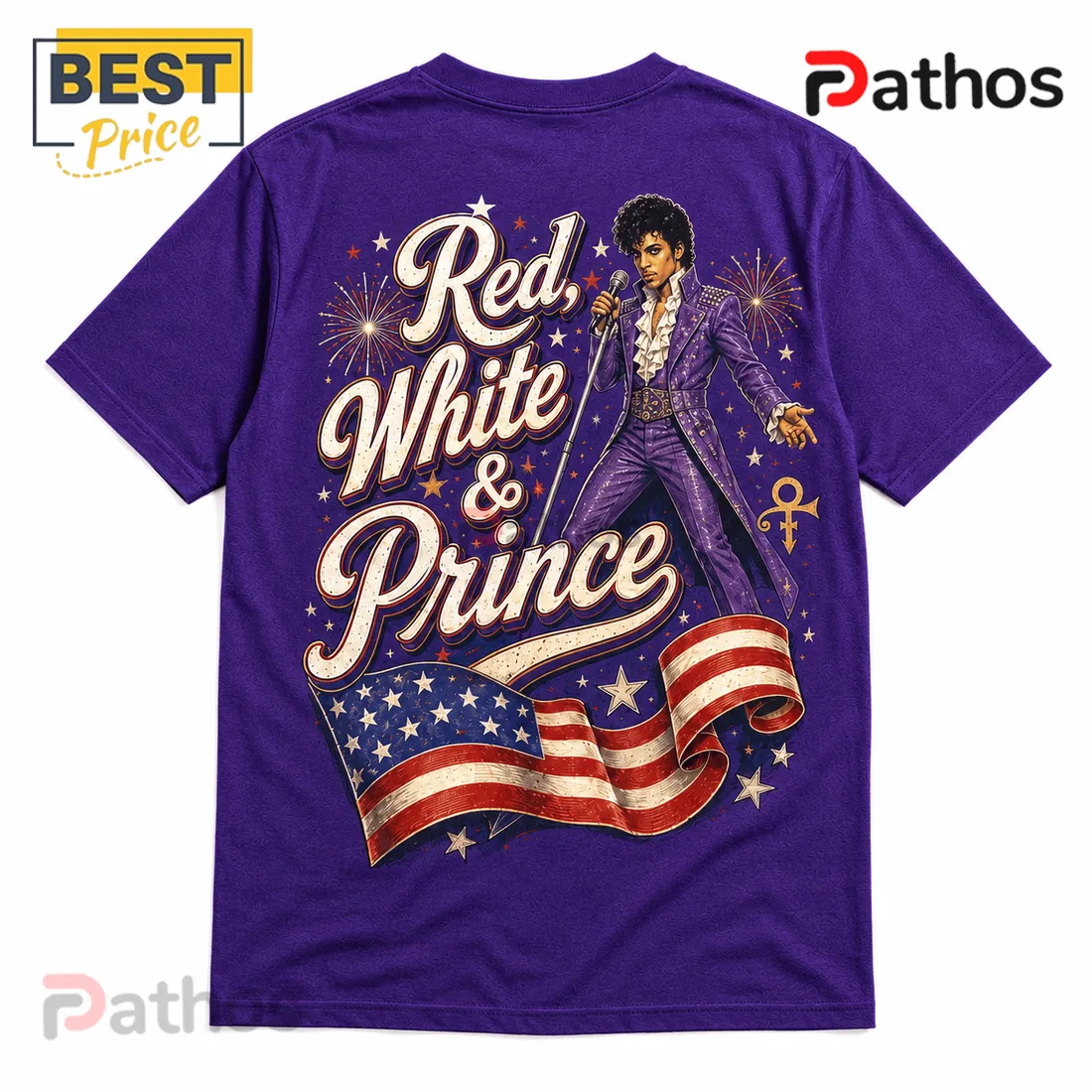 Prince Red White and Prince Retro Purple Cotton T-Shirt Prince Red White and Prince Retro Purple Cotton T-Shirt