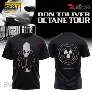 Black Don Toliver Octane Tour t-shirt with front skull graphic and back radioactive symbol with tour city list.!