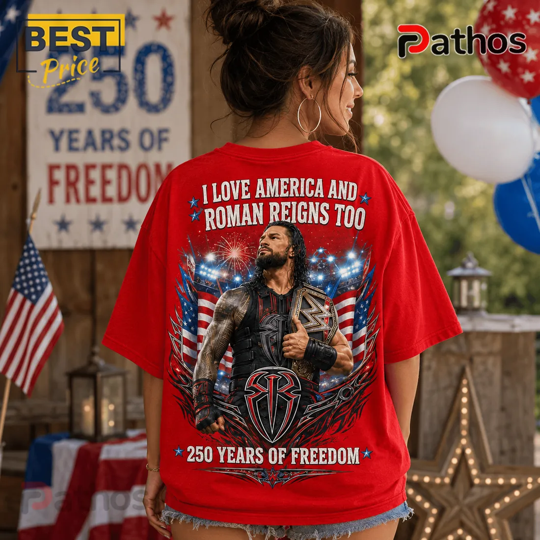 Roman Reigns USA 250 Anniversary Patriotic Apparel T-shirt Roman Reigns USA 250 Anniversary Patriotic Apparel T-shirt
