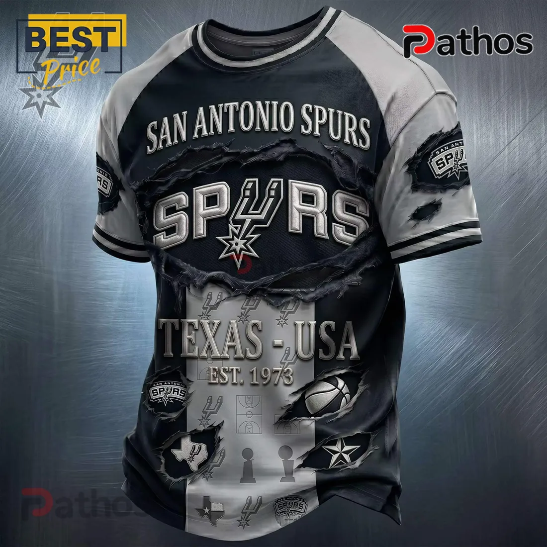 San Antonio Spurs Est 1973 Texas USA Torn Metal T-Shirt San Antonio Spurs Est 1973 Texas USA Torn Metal T-Shirt