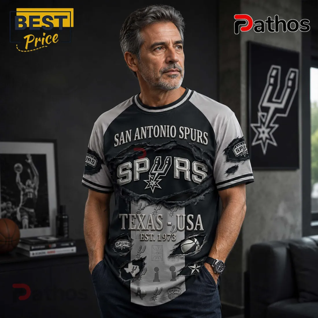 San Antonio Spurs Est 1973 Texas USA Torn Metal T-Shirt San Antonio Spurs Est 1973 Texas USA Torn Metal T-Shirt