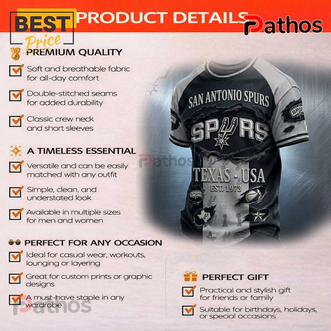 San Antonio Spurs Est 1973 Texas USA Torn Metal T-Shirt San Antonio Spurs Est 1973 Texas USA Torn Metal T-Shirt