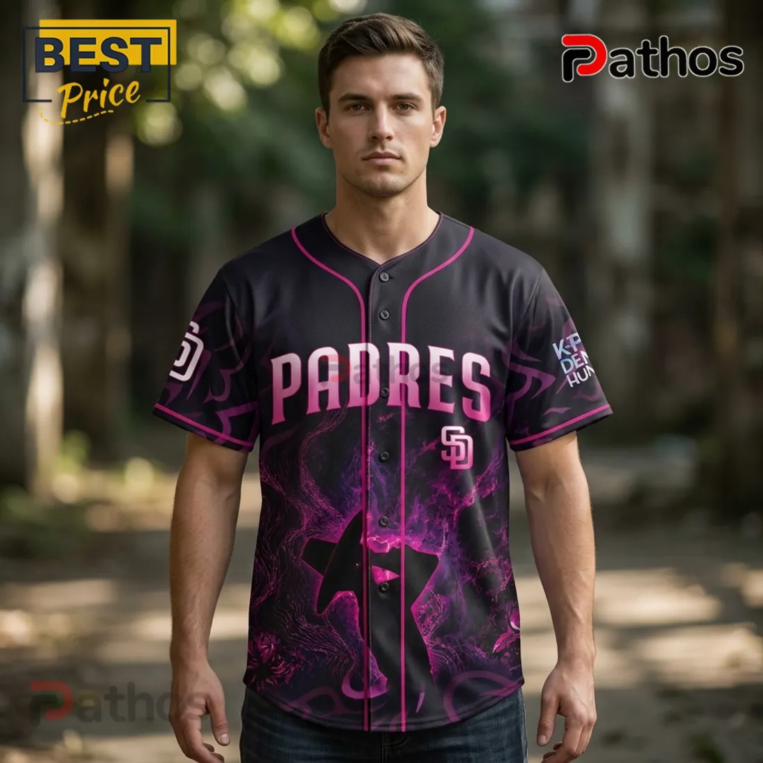San Diego Padres Saja Boys KPop Demon Hunters Pink Baseball Jersey San Diego Padres Saja Boys KPop Demon Hunters Pink Baseball Jersey
