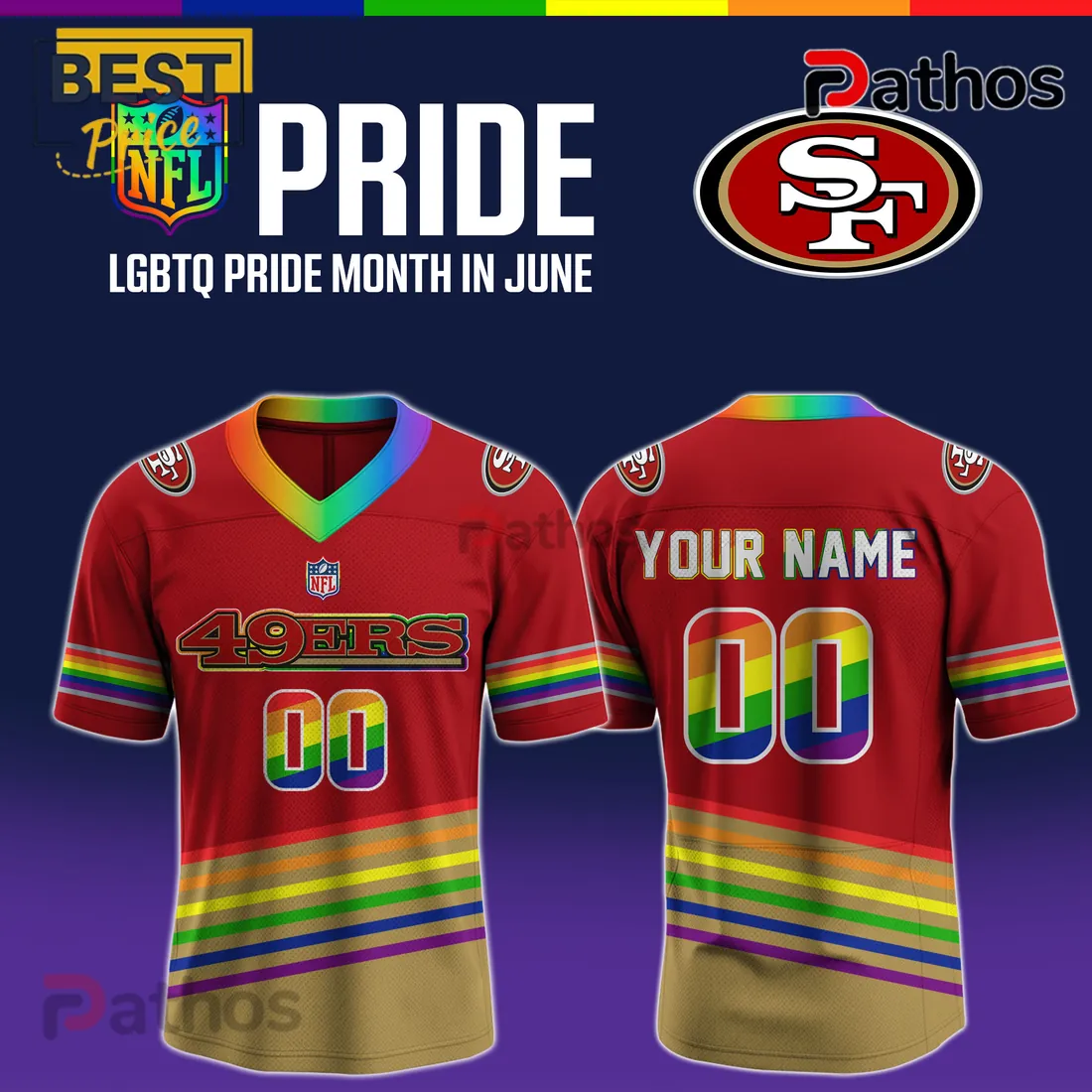 San Francisco 49ers x LGBTQ Pride Limited Edition Football Jersey San Francisco 49ers x LGBTQ Pride Limited Edition Football Jersey