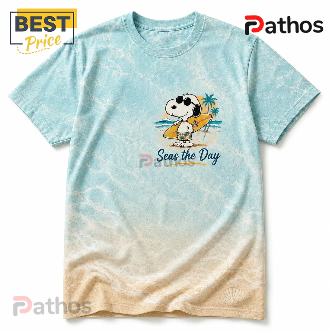 Snoopy Summer Beach Seas The Day Unisex Cotton T-Shirt Snoopy Summer Beach Seas The Day Unisex Cotton T-Shirt