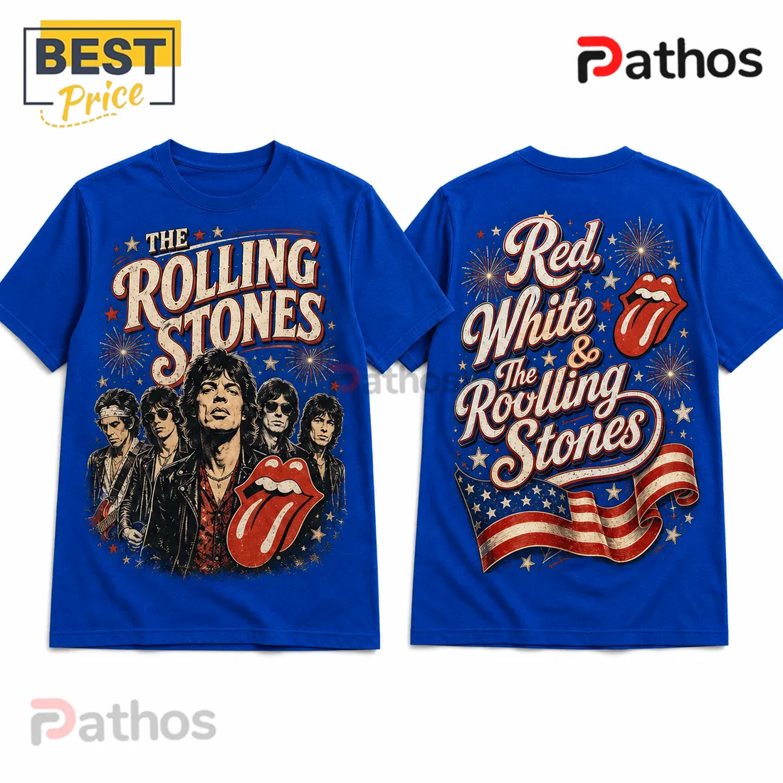 The Rolling Stones Vintage Celebration Illustrated Crewneck T-Shirt The Rolling Stones Vintage Celebration Illustrated Crewneck T-Shirt