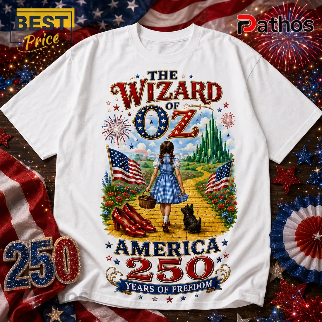 The Wizard of Oz Bless America 1776-2026 Patriotic T-Shirt The Wizard of Oz Bless America 1776-2026 Patriotic T-Shirt