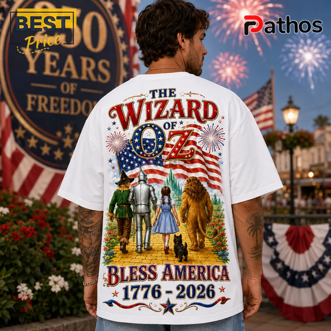 The Wizard of Oz Bless America 1776-2026 Patriotic T-Shirt The Wizard of Oz Bless America 1776-2026 Patriotic T-Shirt