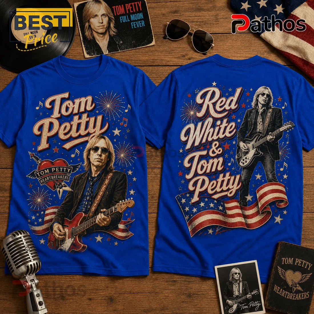 Tom Petty Red White and Blue Patriotic Illustrated Music T-Shirt Tom Petty Red White and Blue Patriotic Illustrated Music T-Shirt