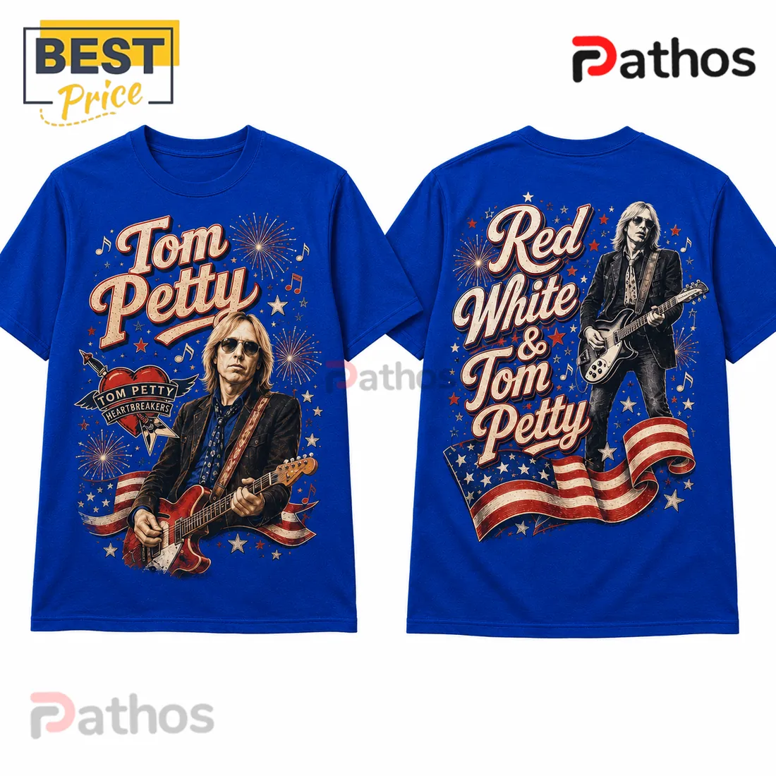 Tom Petty Red White and Blue Patriotic Illustrated Music T-Shirt Tom Petty Red White and Blue Patriotic Illustrated Music T-Shirt
