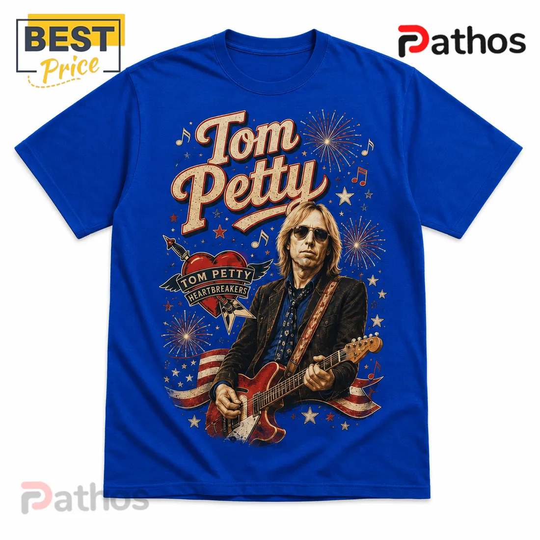 Tom Petty Red White and Blue Patriotic Illustrated Music T-Shirt Tom Petty Red White and Blue Patriotic Illustrated Music T-Shirt