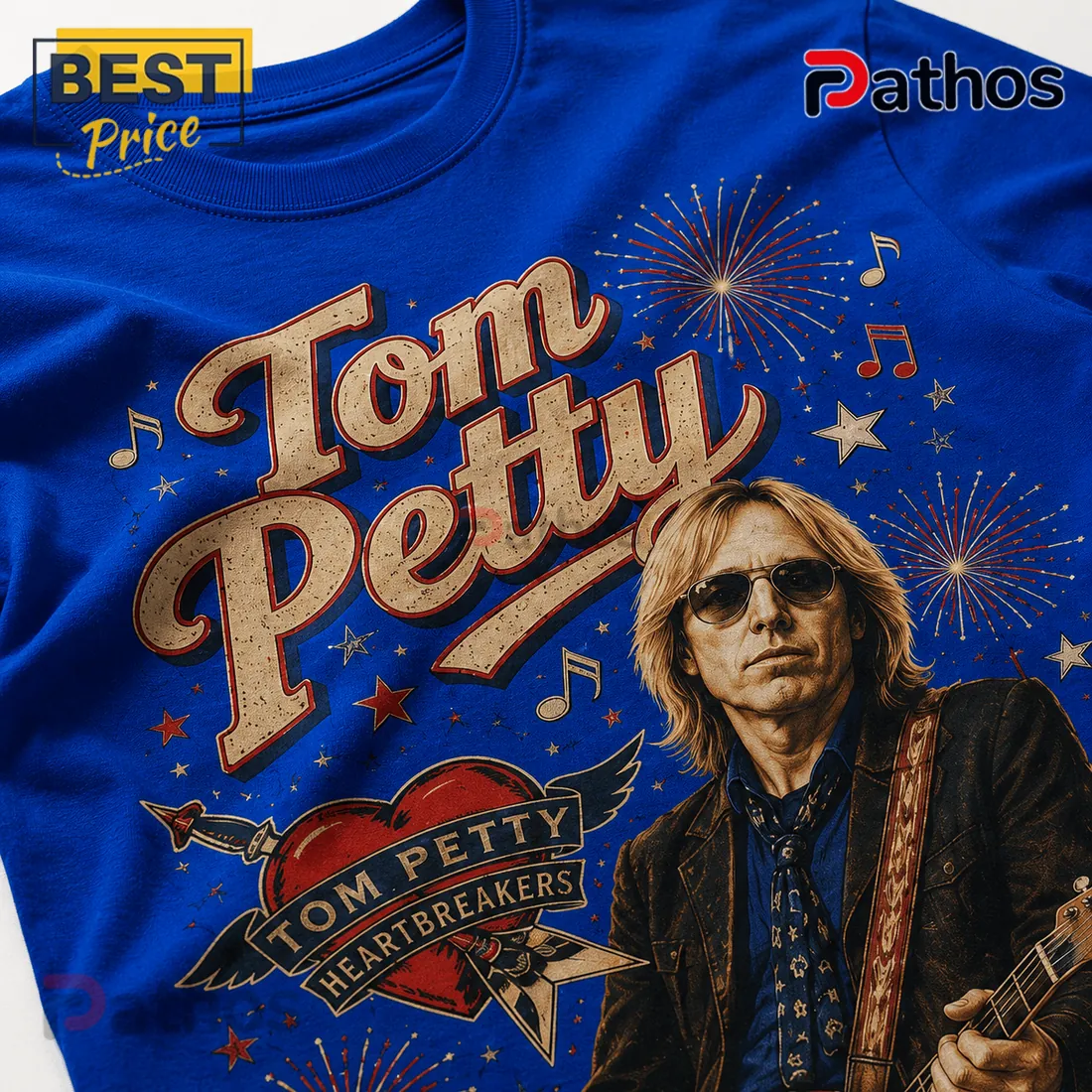Tom Petty Red White and Blue Patriotic Illustrated Music T-Shirt Tom Petty Red White and Blue Patriotic Illustrated Music T-Shirt