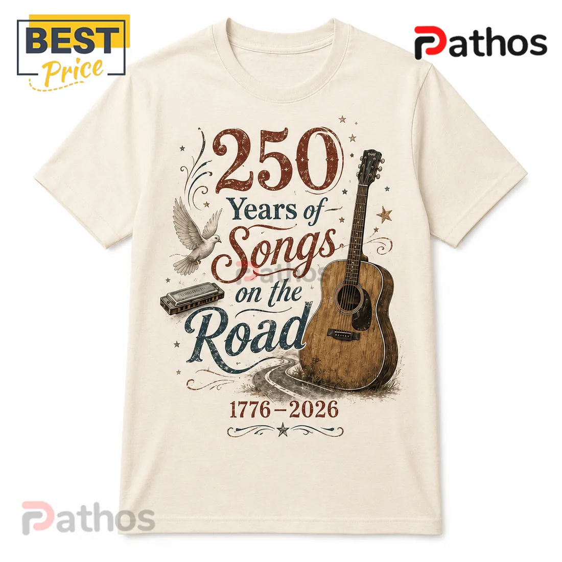 USA 250th Anniversary Heritage Guitar Off-White T-Shirt USA 250th Anniversary Heritage Guitar Off-White T-Shirt