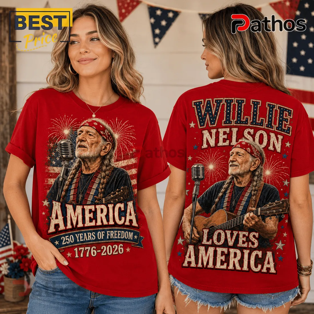 Willie Nelson America 250th Anniversary Music Legend T-Shirt Willie Nelson America 250th Anniversary Music Legend T-Shirt