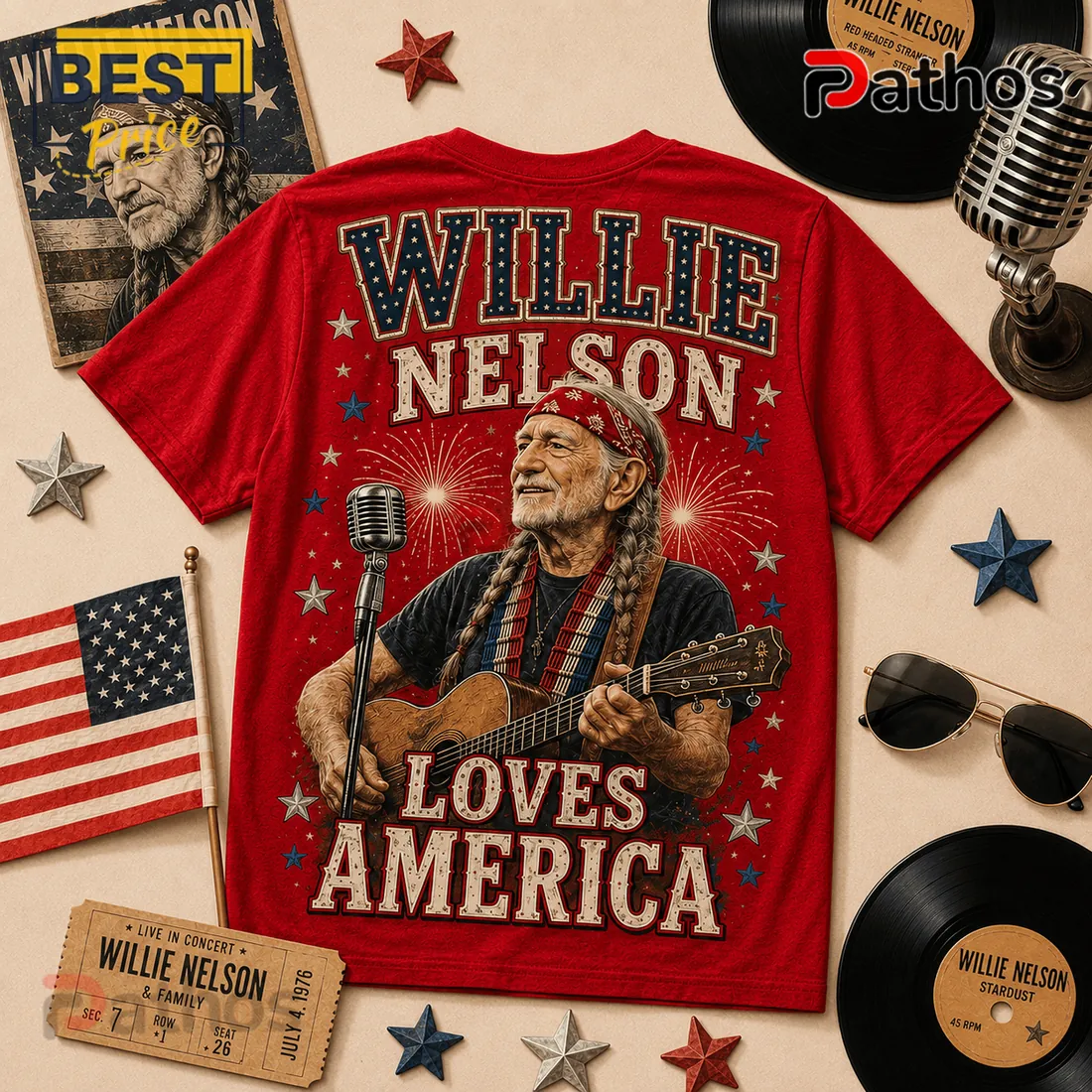 Willie Nelson America 250th Anniversary Music Legend T-Shirt Willie Nelson America 250th Anniversary Music Legend T-Shirt