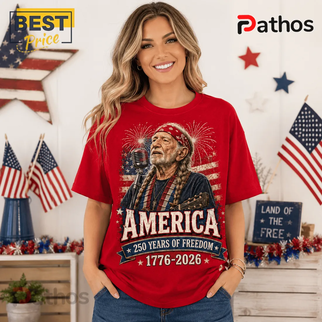 Willie Nelson America 250th Anniversary Music Legend T-Shirt Willie Nelson America 250th Anniversary Music Legend T-Shirt