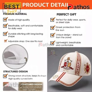 Kappa Alpha Psi 1911 Premium Baseball Cap 5 White Kappa Alpha Psi baseball cap with red embroidered Greek crest, EST 1911 text, and an adjustable fabric strap.!