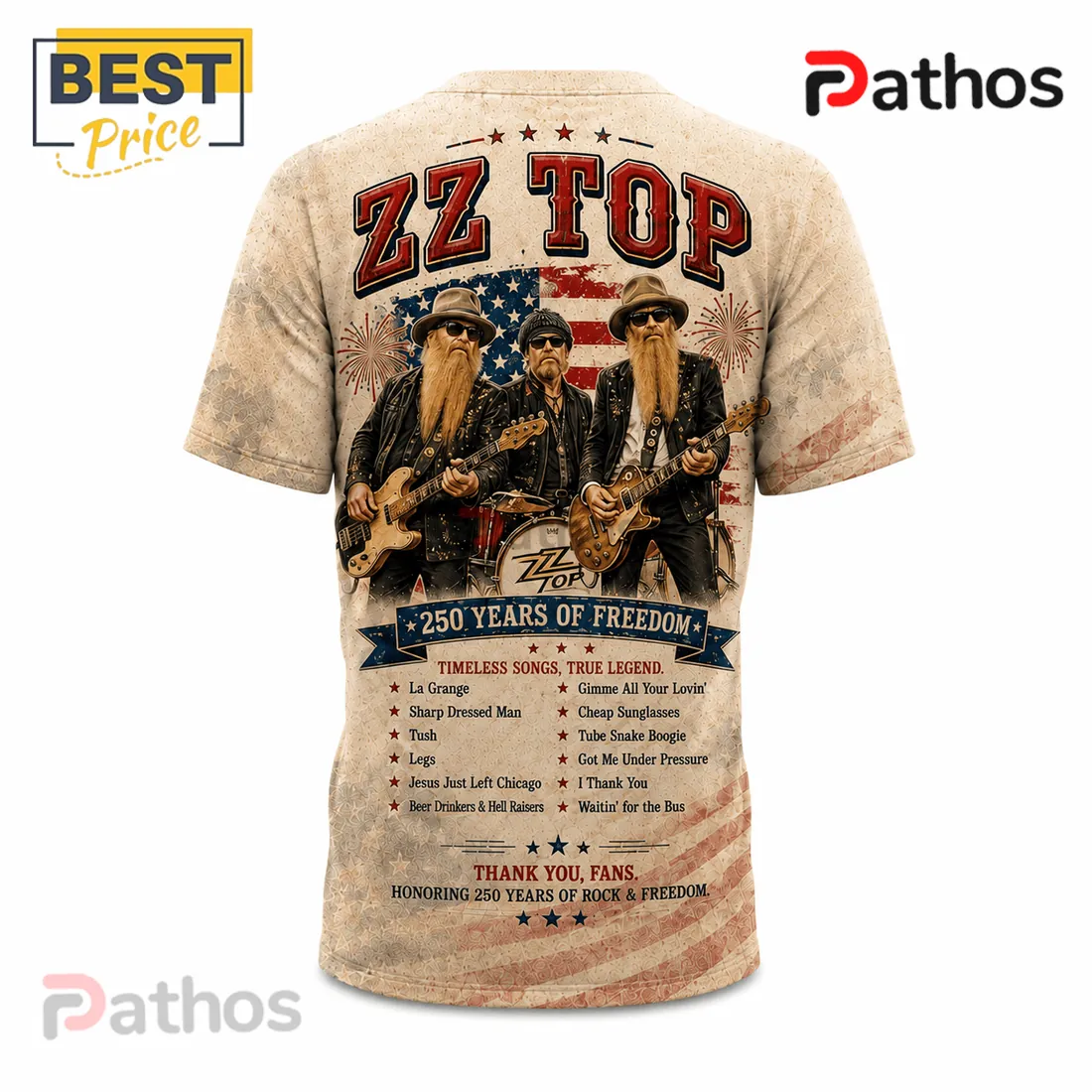 ZZ Top America 250 Honoring Freedom Rock Band Patriotic Shirt ZZ Top America 250 Honoring Freedom Rock Band Patriotic Shirt