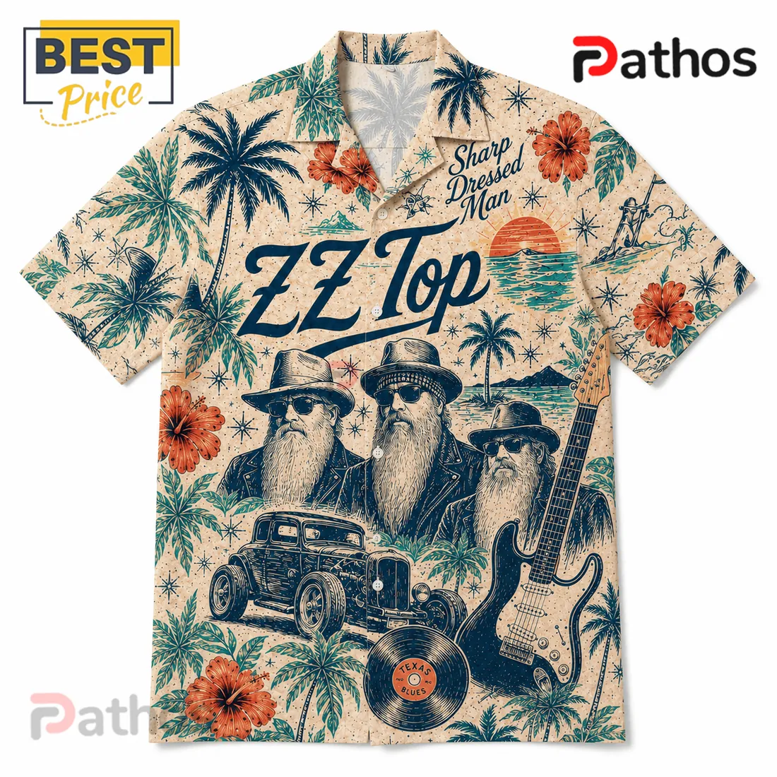 ZZ Top Sharp Dressed Man Tropical Hawaiian Shirt ZZ Top Sharp Dressed Man Tropical Hawaiian Shirt