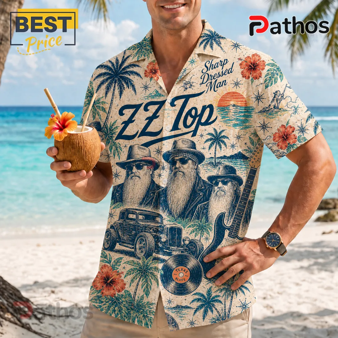 ZZ Top Sharp Dressed Man Tropical Hawaiian Shirt ZZ Top Sharp Dressed Man Tropical Hawaiian Shirt