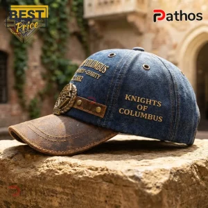 Knights of Columbus 1882 Faux Leather Denim Baseball Cap