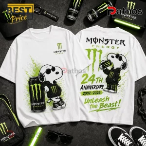Monster Energy x Snoopy Neon White 24th Anniversary T-Shirt
