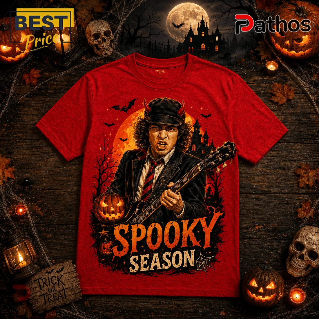 AC/DC Spooky Season Halloween Red T-Shirt AC/DC Spooky Season Halloween Red T-Shirt