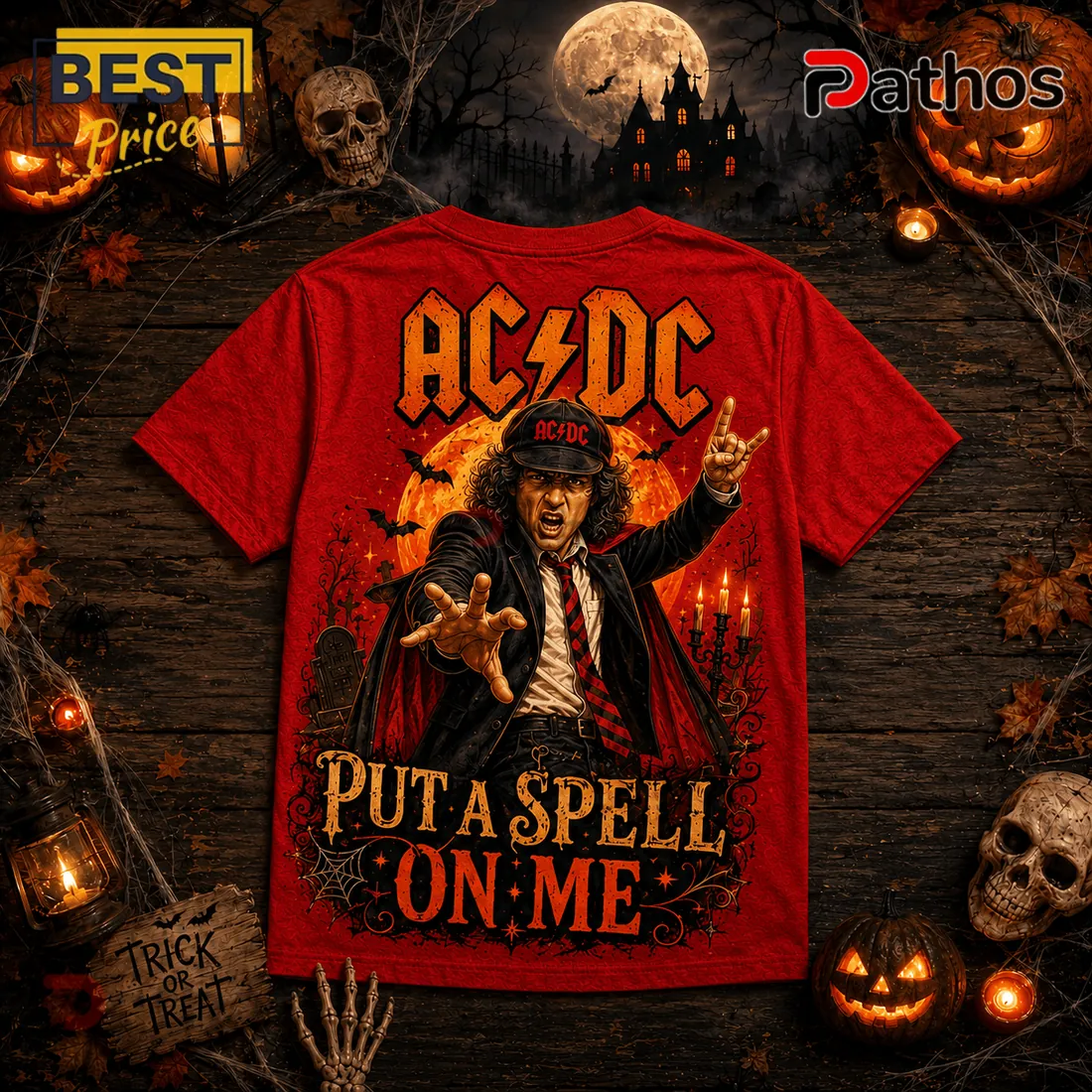 AC/DC Spooky Season Halloween Red T-Shirt AC/DC Spooky Season Halloween Red T-Shirt